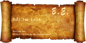 Bőhm Erik névjegykártya